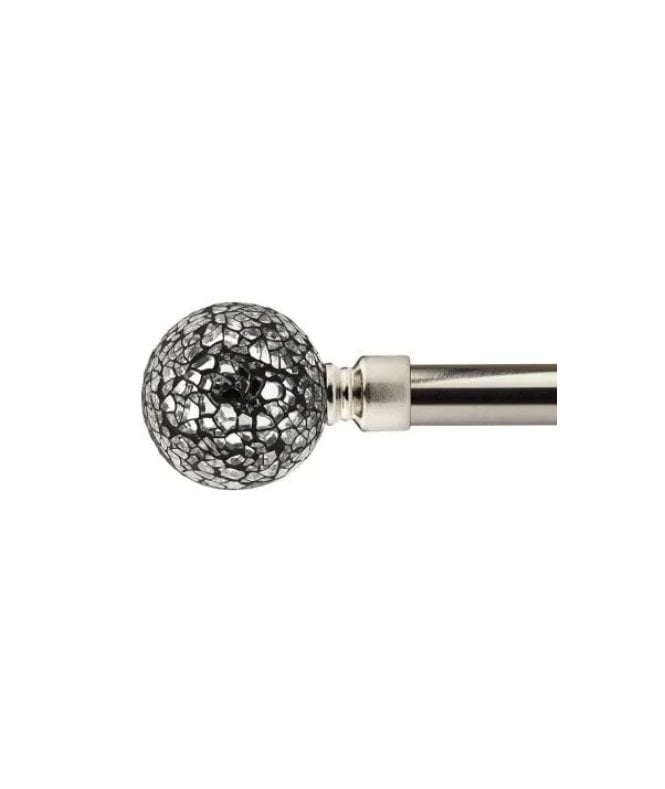 New Edge Blinds 16-19mm Mirrored Extendable Eyelet Metal Curtain Pole Set Brushed Silver