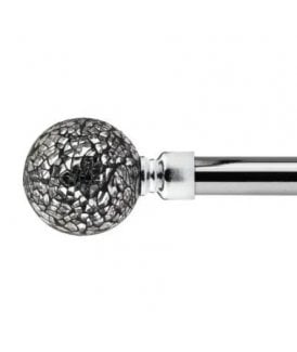 16-19mm Mirrored Extendable Eyelet Metal Curtain Pole Set Chrome