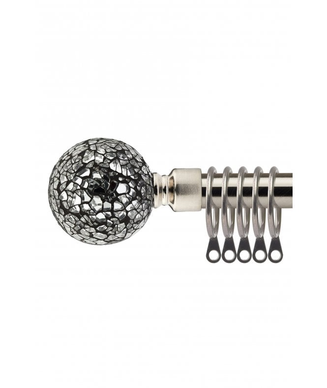 New Edge Blinds 16-19mm Mirrored Extendable  Metal Curtain Pole Set Brushed Silver