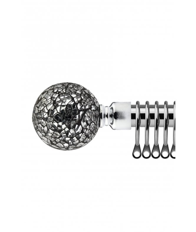New Edge Blinds 16-19mm Mirrored Extendable  Metal Curtain Pole Set Chrome
