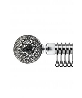 16-19mm Mirrored Extendable  Metal Curtain Pole Set Chrome