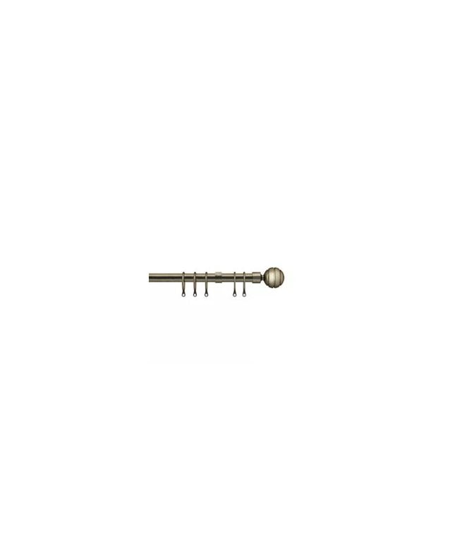 New Edge Blinds 16 - 19mm Serrated Ball Metal Curtain Pole Set - Antique Brass