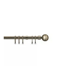 16 - 19mm Serrated Ball Metal Curtain Pole Set - Antique Brass