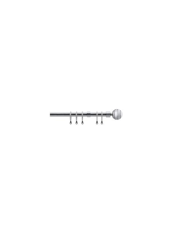 New Edge Blinds 16 - 19mm Serrated Ball Metal Curtain Pole Set - Satin Silver