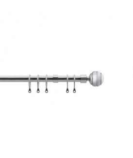 16 - 19mm Serrated Ball Metal Curtain Pole Set - Satin Silver