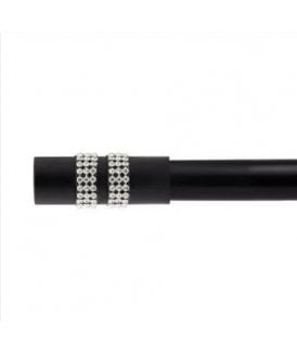 16-19mm Sparkle Extendable Eyelet Metal Curtain Pole Set Black