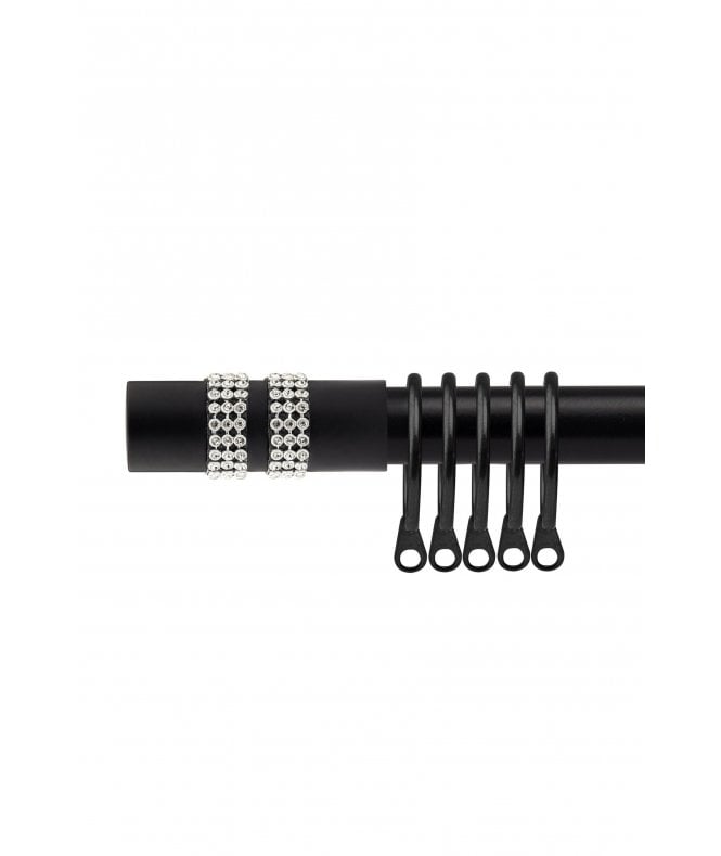 New Edge Blinds 16-19mm Sparkle Extendable  Metal Curtain Pole Set Black