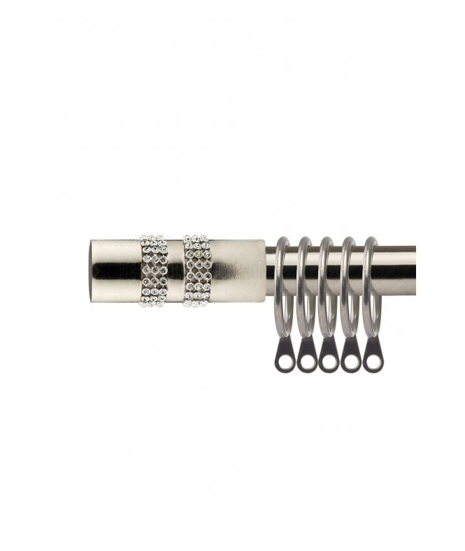 New Edge Blinds 16-19mm Sparkle Extendable  Metal Curtain Pole Set Brushed Silver