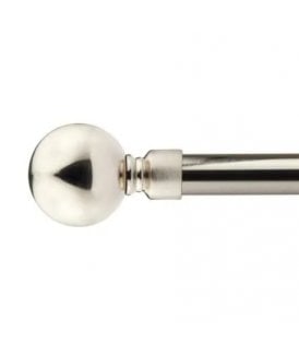 16-19mm Sphere Extendable Eyelet Metal Curtain Pole Set Brushed Silver