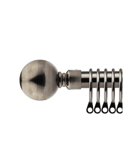 16-19mm Sphere Extendable  Metal Curtain Pole Set Black Silk