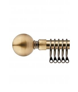 16-19mm Sphere Extendable  Metal Curtain Pole Set Brass