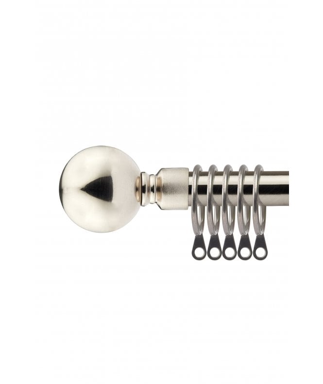 New Edge Blinds 16-19mm Sphere Extendable  Metal Curtain Pole Set Brushed Silver
