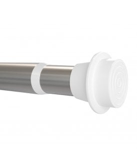 19 - 22mm Extendable No Drill Eyelet Metal Curtain Pole - Silver
