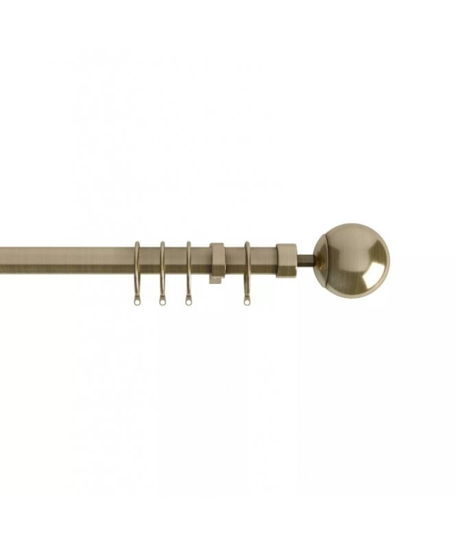 New Edge Blinds 22-25mm Finesse Ball End Metal Curtain Pole Set - Antqiue Brass