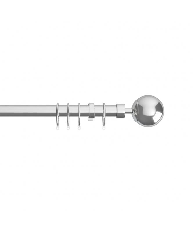New Edge Blinds 22-25mm Finesse Ball End Metal Curtain Pole Set - Chrome