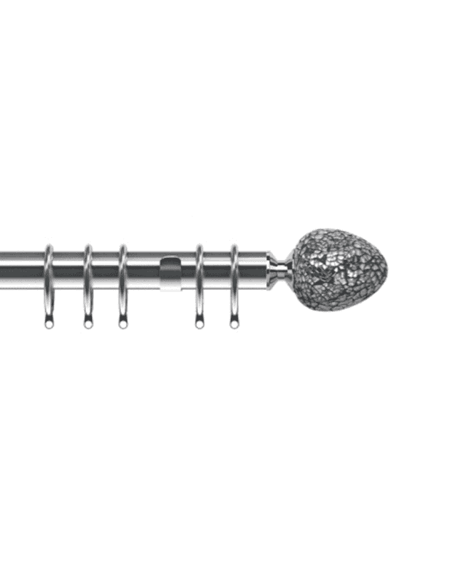New Edge Blinds 25-28mm Alexia End Metal Curtain Pole Set - Chrome