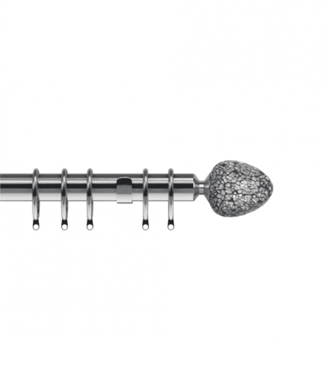 New Edge Blinds 25-28mm Alexia End Metal Curtain Pole Set - Satin Silver