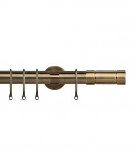 25-28mm Aspect End Metal Curtain Pole Set - Antique Brass