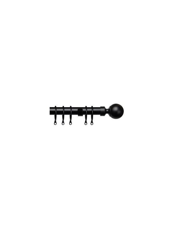 New Edge Blinds 25-28mm Ball End Metal Curtain Pole Set - Black