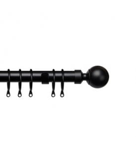 25-28mm Ball End Metal Curtain Pole Set - Black