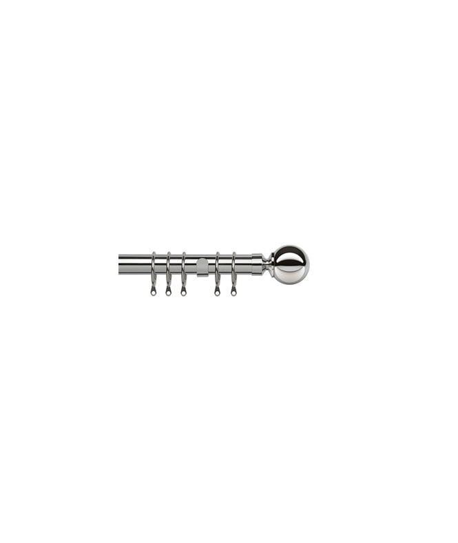 New Edge Blinds 25-28mm Ball End Metal Curtain Pole Set - Chrome