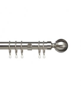 25-28mm Ball End Metal Curtain Pole Set - Satin Silver