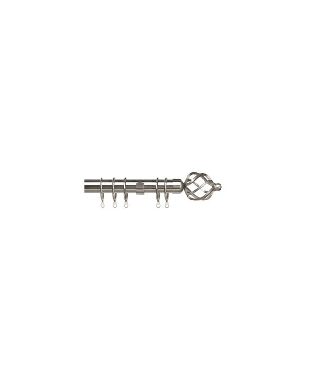 New Edge Blinds 25-28mm Cage End Metal Curtain Pole Set - Satin Silver