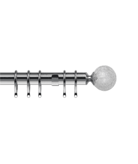 25-28mm Crash End Metal Curtain Pole Set - Satin Silver