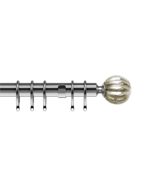 New Edge Blinds 25-28mm Dynasty End Metal Curtain Pole Set - Satin Silver