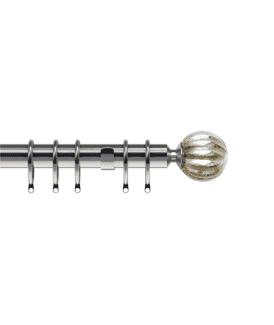 25-28mm Dynasty End Metal Curtain Pole Set - Satin Silver
