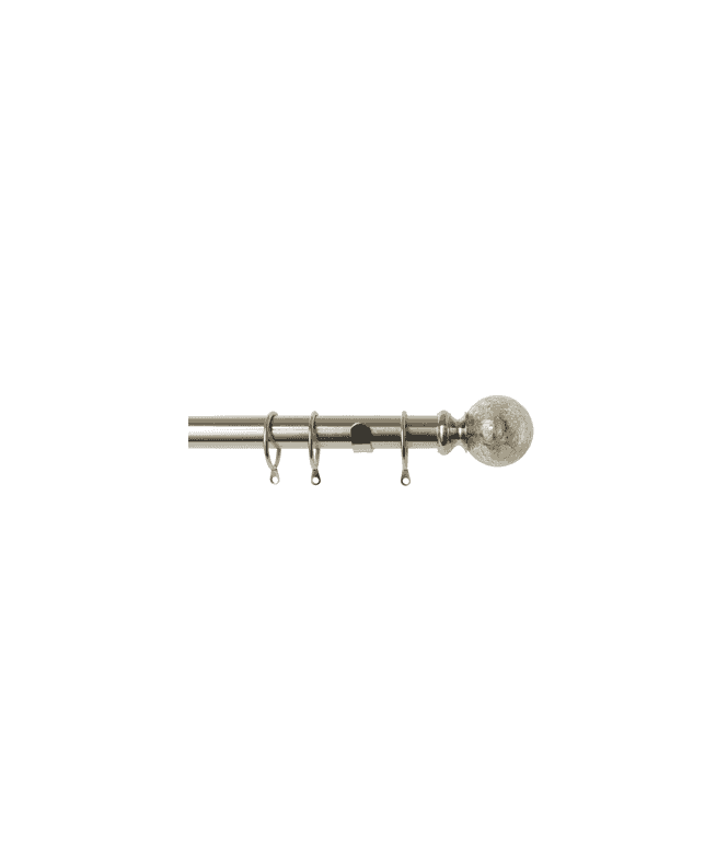 New Edge Blinds 25-28mm Empire End Metal Curtain Pole Set - Satin Silver