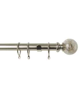 25-28mm Empire End Metal Curtain Pole Set - Satin Silver