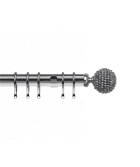 25-28mm Mia End Metal Curtain Pole Set - Satin Silver