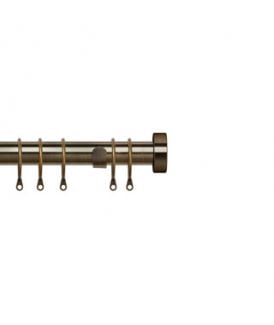25-28mm Stud End Metal Curtain Pole Set - Antique Brass