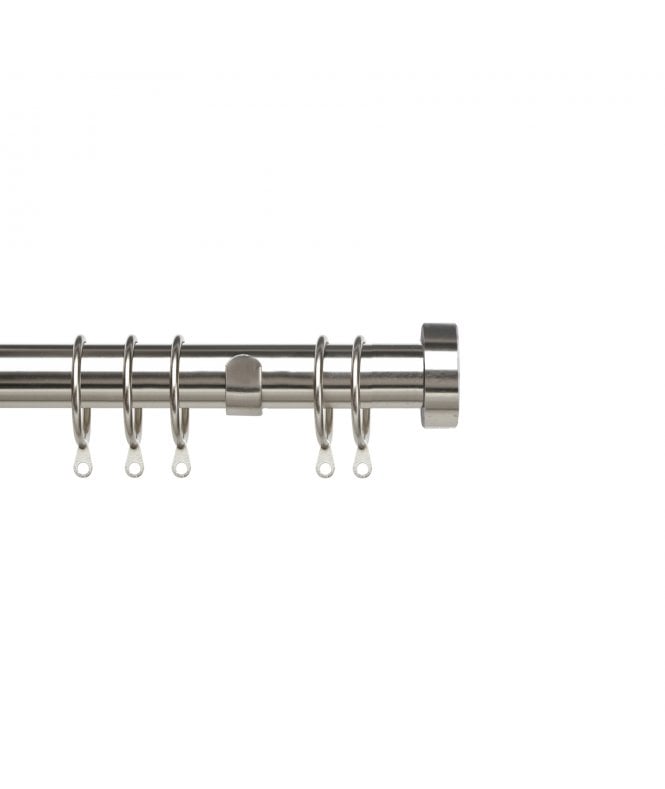 New Edge Blinds 25-28mm Stud End Metal Curtain Pole Set - Satin Silver