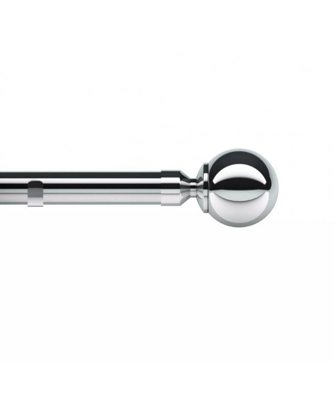 New Edge Blinds 28mm Ball End Eyelet Metal Curtain Pole Set - Chrome