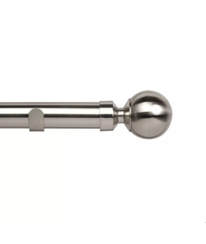 New Edge Blinds 28mm Ball End Eyelet Metal Curtain Pole Set - Satin Silver