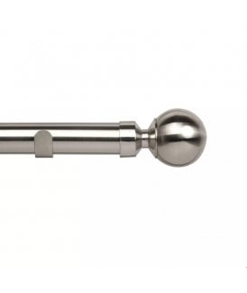 28mm Ball End Eyelet Metal Curtain Pole Set - Satin Silver