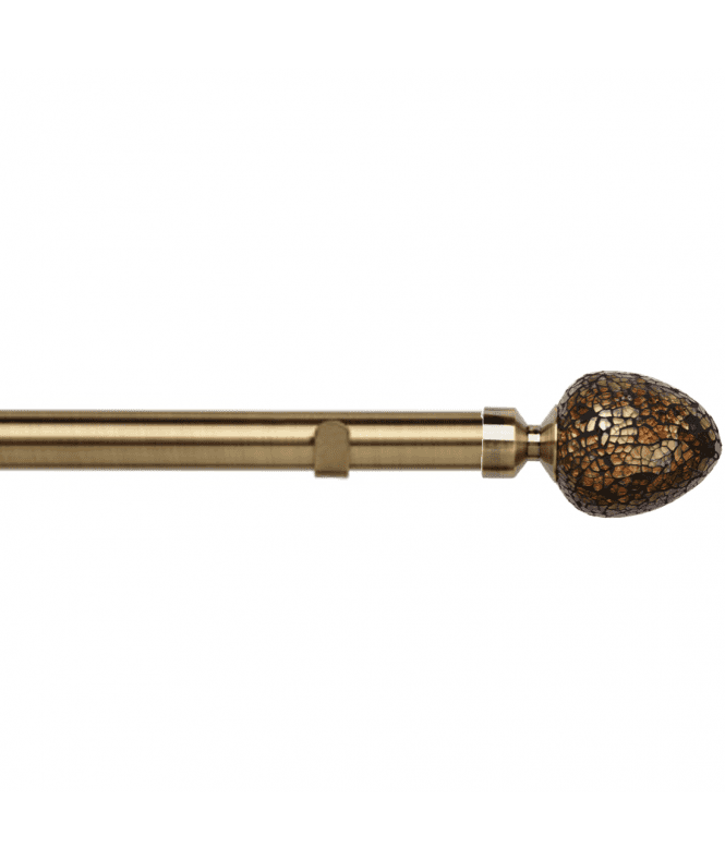 New Edge Blinds 28mm Fixed Length Metal Eyelet Curtain Pole Set in Antique Brass - Alexia Finial