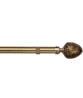 28mm Fixed Length Metal Eyelet Curtain Pole Set in Antique Brass - Alexia Finial