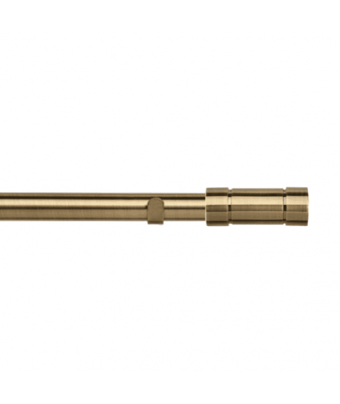 New Edge Blinds 28mm Fixed Length Metal Eyelet Curtain Pole Set in Antique Brass - Aspect Finial