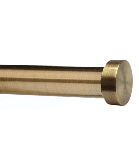 28mm Fixed Length Metal Eyelet Curtain Pole Set in Antique Brass - Contemporary End Cap Finial
