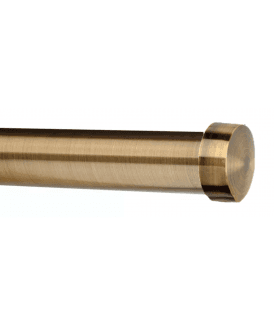 28mm Fixed Length Metal Eyelet Curtain Pole Set in Antique Brass - End Cap Finial