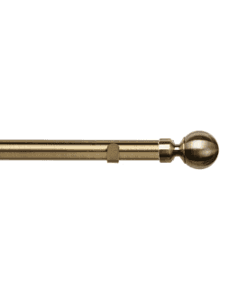 28mm Fixed Length Metal Eyelet Curtain Pole Set in Antique Brass - Met Ball Finial