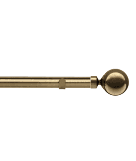 28mm Fixed Length Metal Eyelet Curtain Pole Set in Antique Brass - Sphere Finial