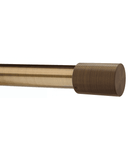 28mm Fixed Length Metal Eyelet Curtain Pole Set in Antique Brass - Textured Barrel Finial