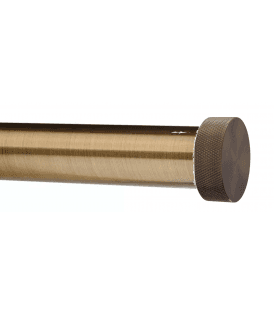 28mm Fixed Length Metal Eyelet Curtain Pole Set in Antique Brass - Textured End Cap Finial