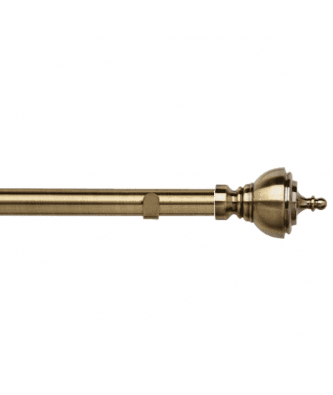 New Edge Blinds 28mm Fixed Length Metal Eyelet Curtain Pole Set in Antique Brass - Vienna Finial
