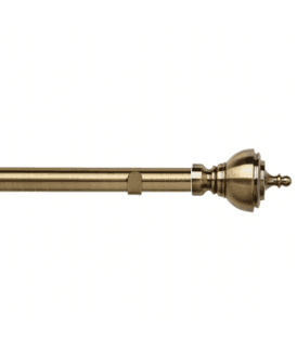 28mm Fixed Length Metal Eyelet Curtain Pole Set in Antique Brass - Vienna Finial