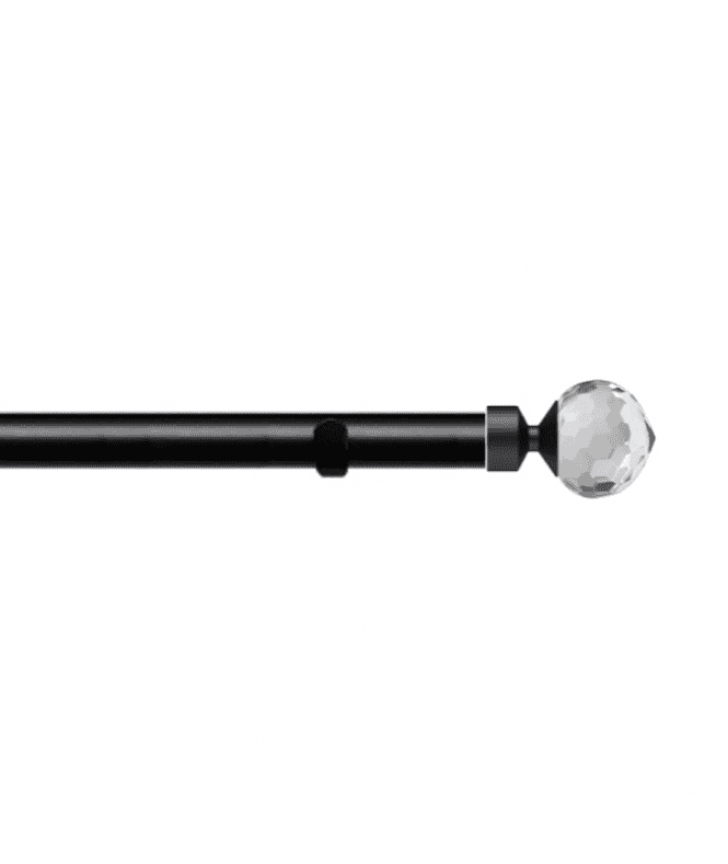 New Edge Blinds 28mm Fixed Length Metal Eyelet Curtain Pole Set in Black - Bella Finial